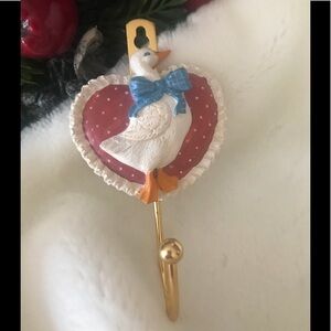 Rare Vintage Heart Mother Goose Gold Wall Hook